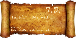 Tallér Dávid névjegykártya